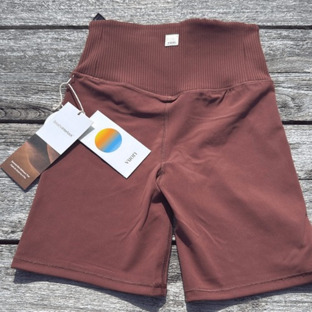 VUORI‎ Rib Studio Short Women's  BIKE Shorts CEDAR brown NWT SIZE XS 6" inseam
